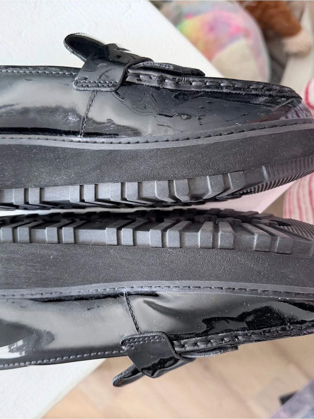 NWOT Clarks Orianna women's platform loafers in black patent leather